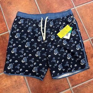 Fair Harbor Blue Floral Swim Trunks